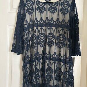 Elegant Navy Lace Dress